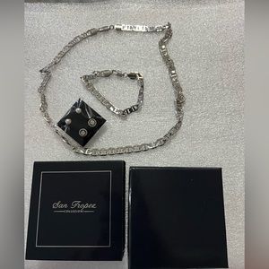 San Tropez 14 KGP stamped set of bracelet, necklace and 2 earrings NWT in OB